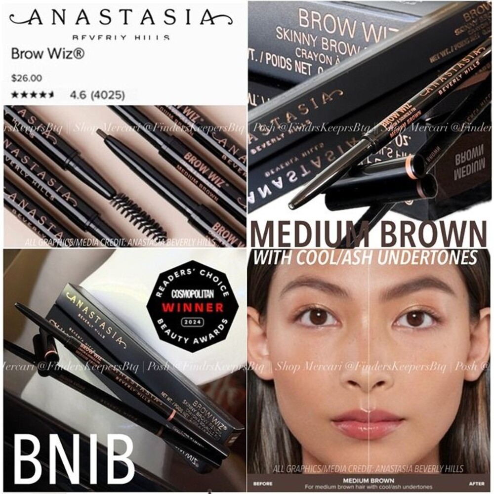 BNIB Anastasia Beverly Hills Brow Wiz Skinny Precision Brow Pencil Medium Brown